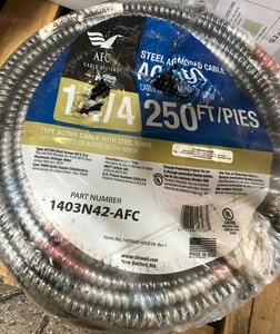 AFC Cable Systems 14/4 x 250ft BX-AC-90 Solid Cable New - Picture 1 of 2