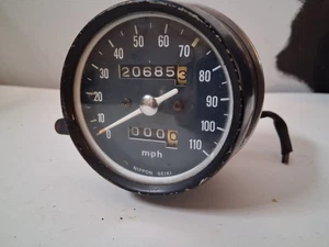 Vintage 1970s Nippon Seiki Honda CB400 Speedometer & Odometer Motorcycle Blue - Bild 1 von 6