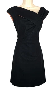 Neu mit Etikett schwarzes Woll-Minikleid ESLEY S Flügelärmel asymmetrisch Etuikleid ärmellos orange - Bild 1 von 7