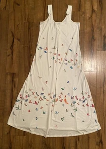 #1004 Summer Pullover Dress White With Butterfly Design. - Picture 1 of 12
