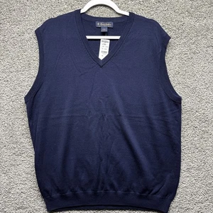 Brooks Brothers Sweater Vest Mens Med Extra Fine Italian Merino Wool V-Neck READ - Picture 1 of 8