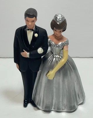Topper de pastel de pareja de aniversario de boda Wilton de plata vintage de los años 90 Foto 1 de 4