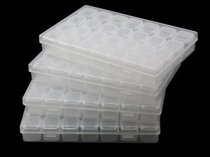 112 Slots 4 Pack 28 Grids Plastic Organizer Box 4pcs 24 Box, Clear - Picture 1 of 7