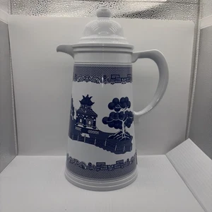 Blue Willow Kaffeekaraffe 12" Thermo Servierer Porzellan Porzellan Stil Vintage Klo - Bild 1 von 6