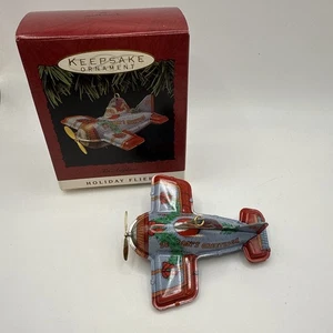Hallmark Tin Airplane 1993 ricordo ornamento latta pressata QX5622 NOB - Foto 1 di 9
