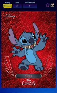 Topps Disney Genesis Red Shimmer LE 5 Stitch Digital Card - Bild 1 von 3