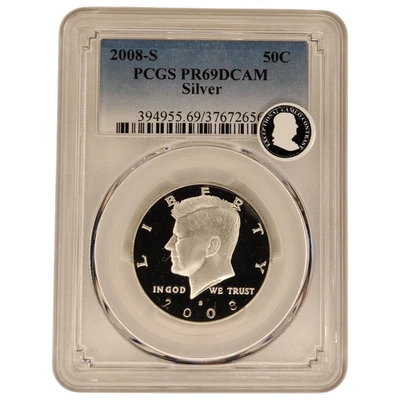 2008-S Silver Kennedy Half PR69DCAM PCGS Proof 69 Deep Cameo 13A - Image 1 of 2