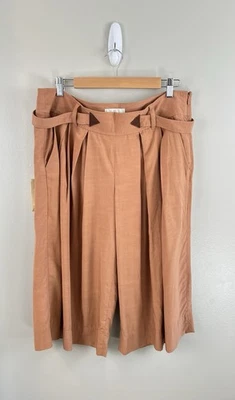 ANTHROPOLOGIE ELEVENSES Kinney Culottes Wide Leg Crop Pants Womens 14P Camel - Image 1 of 4
