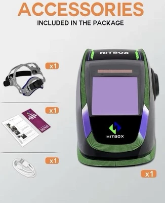 NOVO capacete de solda escurecimento automático com USB e carregamento solar. Hitbox 002 novo na caixa - Imagem 1 de 4