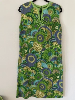 PARADISE HAWAII Vestido Vaina Hawaiano De Colección Años 60 Marrón Oliva Tikki-Busto 42/M Foto 1 de 4