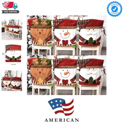 Fundas para sillas de Navidad 6 piezas - Fundas de lino en diseños festivos para fiestas Foto 1 de 4
