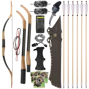 Traditional Recurve Bow 20-35lbs Horsebow Wooden Takedown Archery Hunting RH LH - Picture 1 of 16