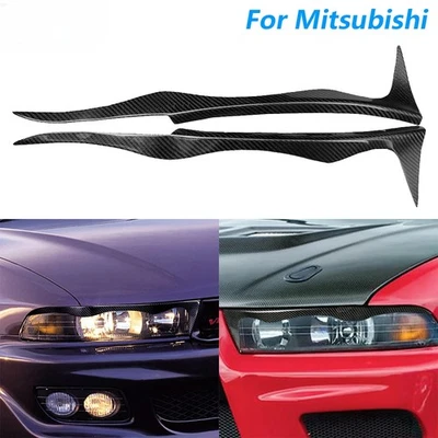 Faro párpado ceja de fibra de carbono seco real para Mitsubishi Galant 1997-2002 Foto 1 de 4
