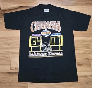 Vtg Baltimore Ravens Super Bowl XXXV Black TShirt All Sport Max Weight Youth MED - Picture 1 of 7