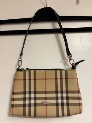 Burberry Checkered Leather Pochette Bag Plaid Nova Check - Image 1 of 4