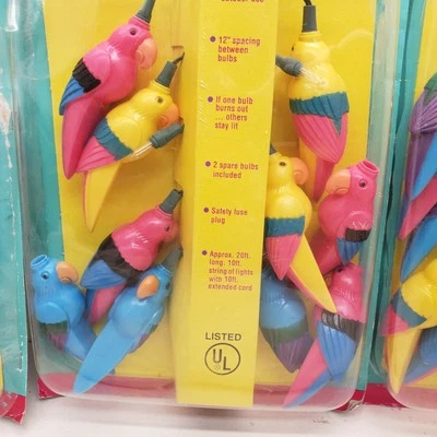 decorative patio string light Blowmold Tropical Parrots Set Of 3 Tiki Bar - Image 1 of 4