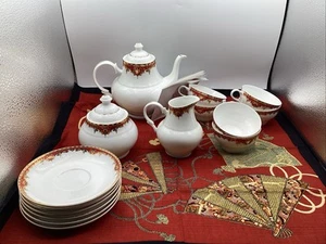 Hai Ge Lei Tea Pot Set Creamer Sugar 6 Cup Fine Bone China Serving Cloth Orient - Picture 1 of 17