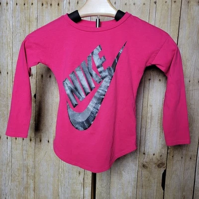 NIKE Athletic Cut Long Sleeve Tee Toddler Girl Hot Pink 4/XS  - Image 1 of 4