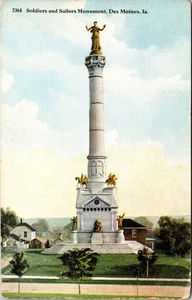Des Moines IA-Iowa, Soldaten & Matrosen Denkmal Vintage Souvenir Postkarte - Bild 1 von 2