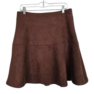 TOMMY HILFIGER Skirt Faux Suede CHOCOLATE BROWN size 10 Twee Preppy Academia - Picture 1 of 7