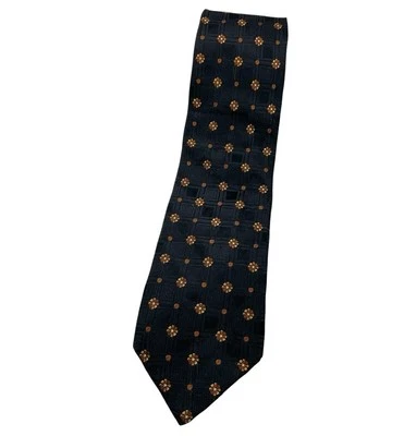 KENZO Silk Tie ITALY Black Brown Floral Polka Dot W:3.7" EUC - Image 1 of 4