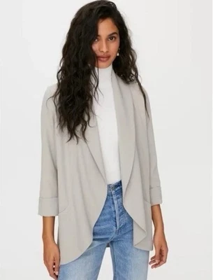 Blazer Wilfred Aritzia Chevalier Mujer 6 Gris Crepé Ligero Chaqueta Abierta Foto 1 de 4