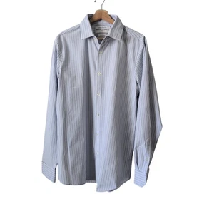 Mizzen + Sotavento Principal Azul/Blanco Rayas Abotonadas - Ajuste Grande Carrera Limpio - Imagen 1 de 8