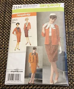 Simplicity 2154 Pussy Bow Blouse, Skirt, Jacket & Knit Cardigan Sz 16-24 UNCUT - Picture 1 of 2