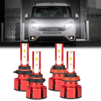 Kit de lâmpadas de feixe alto baixo para farol de LED Ram ProMaster City 2015-2022 6000K 4 peças - Imagem 1 de 4