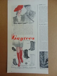 1941 Gaytees Schutzschuhe U.S. Rubber Company Vintage Kunstdruck Anzeige - Bild 1 von 1