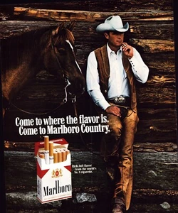 Marlboro Cigarettes Cowboy Come To The Flavor Original Vintage Print Ad 1981!! - Picture 1 of 1