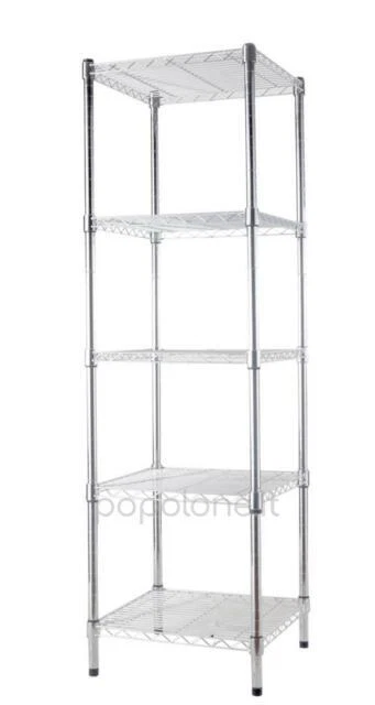 Brixo Manhattan 5 Ripiani Scaffale in Acciaio Cromato - Argento (275710FR)