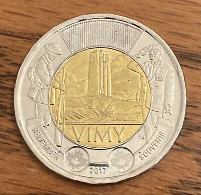 VIMY Canadá 2017 $2 dos dólares Toonie **75% de descuento en envío combinado** Foto 1 de 2