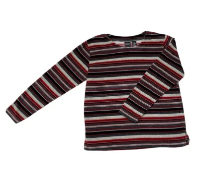 Suéter Pullover Erika Multicolor Rayas Rojo, Gris, Negro, Dorado Talla Pequeña Foto 1 de 4