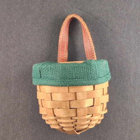 Longaberger Hand Held Basket with Strap 6 Inches tall w/ Liner of Plastic Cover