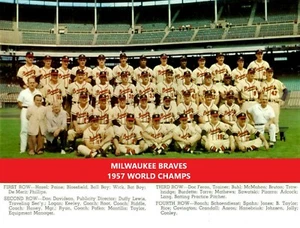 1957 MILWAUKEE BRAVES 8X10 TEAM PHOTO BASEBALL PICTURE MLB WORLD SERIES CHAMPS - Picture 1 of 1