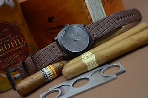 UHRENARMBAND 26 24 22 MM ECHT LEDER BRAIDY BRAUN I BAND FÜR PANERAI ETC MA STRAP - Picture 1 of 12