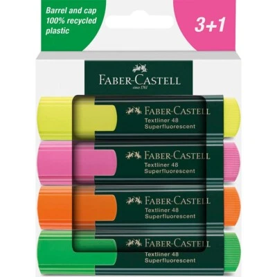 Faber-Castell Textmarker 48 REFILL nachfüllbar, 4 Farben im Etui - Bild 1 von 2