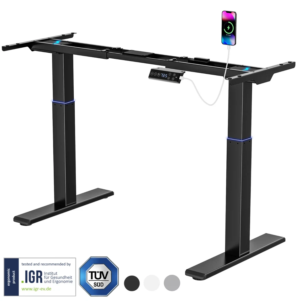 Höhenverstellbarer Schreibtisch Gestell Elektrisch Dual-Motor 2-Fach-Teleskop - Bild 1 von 1