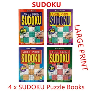 4 x A4 SUDOKU Activity Puzzle Book Board Game Kids Adult Number Travel Large - Picture 1 of 1