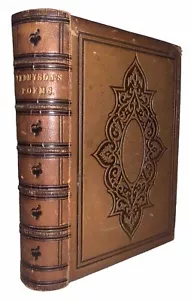 1857, BEAUTIFUL FINE LEATHER BINDING, POEMS, by ALFRED TENNYSON, POETRY, LEATHER - Picture 1 of 15