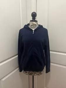 Juicy Couture Baumwolle dunkelblau Full-Zip Hoodie Sweatshirt mit J Reißverschluss Größe 2X - Bild 1 von 5