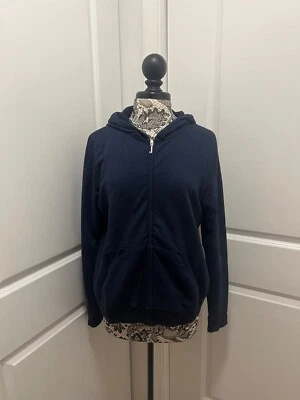 Moletom com capuz Juicy Couture algodão azul marinho zíper completo com zíper J tamanho 2X - Imagem 1 de 4