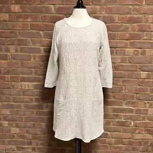 Samuel Dong Women’s Nature Texture Quarter Sleeve Linen Dress Size Medium NEW - Picture 1 of 10