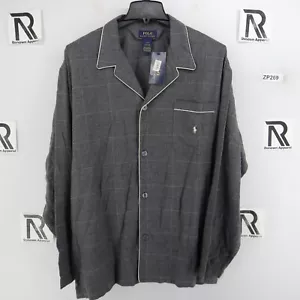 NWT Men's Polo Ralph Lauren Sleepwear Button Down Shirt Size L Large Gray Soft - Picture 1 of 9
