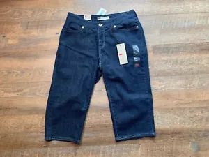 NWT Levis 529 Jeans Women 12/31 Blue Mid Rise dark Wash Denim Capri - Picture 1 of 13