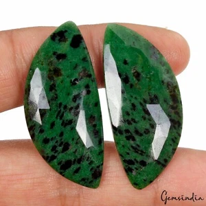 76,40 ct natürlicher unbehandelter zweifarbiger Zoisit ausgefallener Karoschliff passendes Paar Edelsteine - Bild 1 von 4