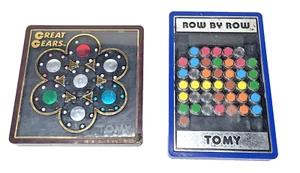 2 Tomy Brain Teaser Puzzle Games Row by Row Great Gears Vintage 1982 - Picture 1 of 12