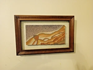 Vintage Native American Sandstone Painting Death Valley 3D Framed 11.5 x 7.5 - Picture 1 of 11