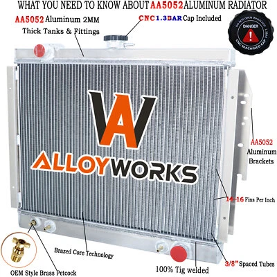 For 1979-1993 Dodge D150 D250 D350 W150 W250 5.2L 5.9L 2 Row Aluminum Radiator Foto 1 de 4